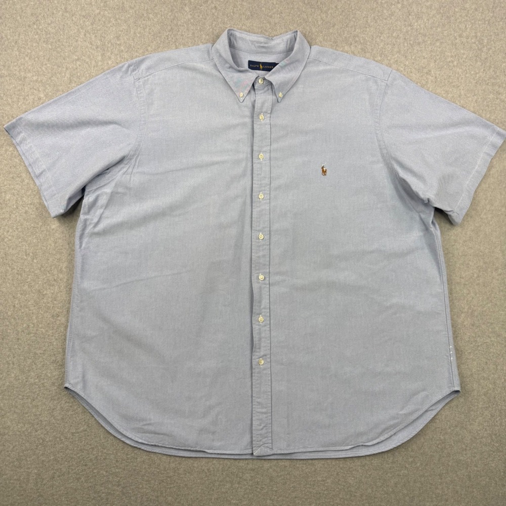 Ralph Lauren Shirt Mens 3XB BIG Blue Chambray Button Down Short Sleeve Oxford